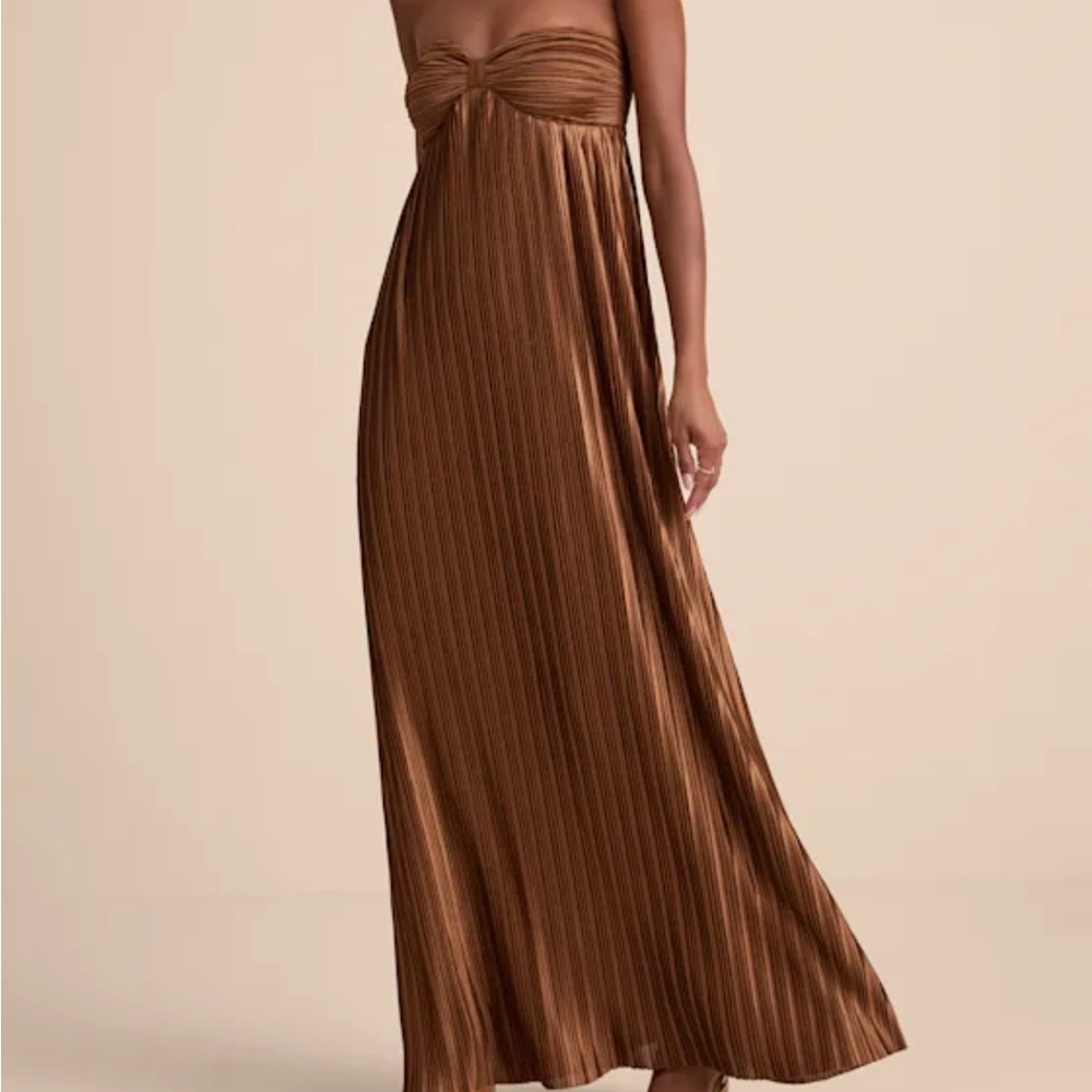 Lulu's Strapless Brown Maxi Dress